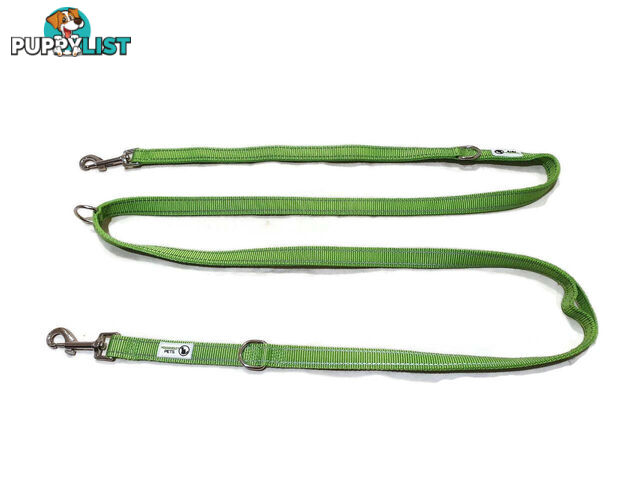 Multi Dog Lead - Nylon w/Reflective Stitching - Double Clip ,Coupler, Waist Belt, Short/Long, Quicktie Moondidley Pets - MDPLDMUL20LBLU