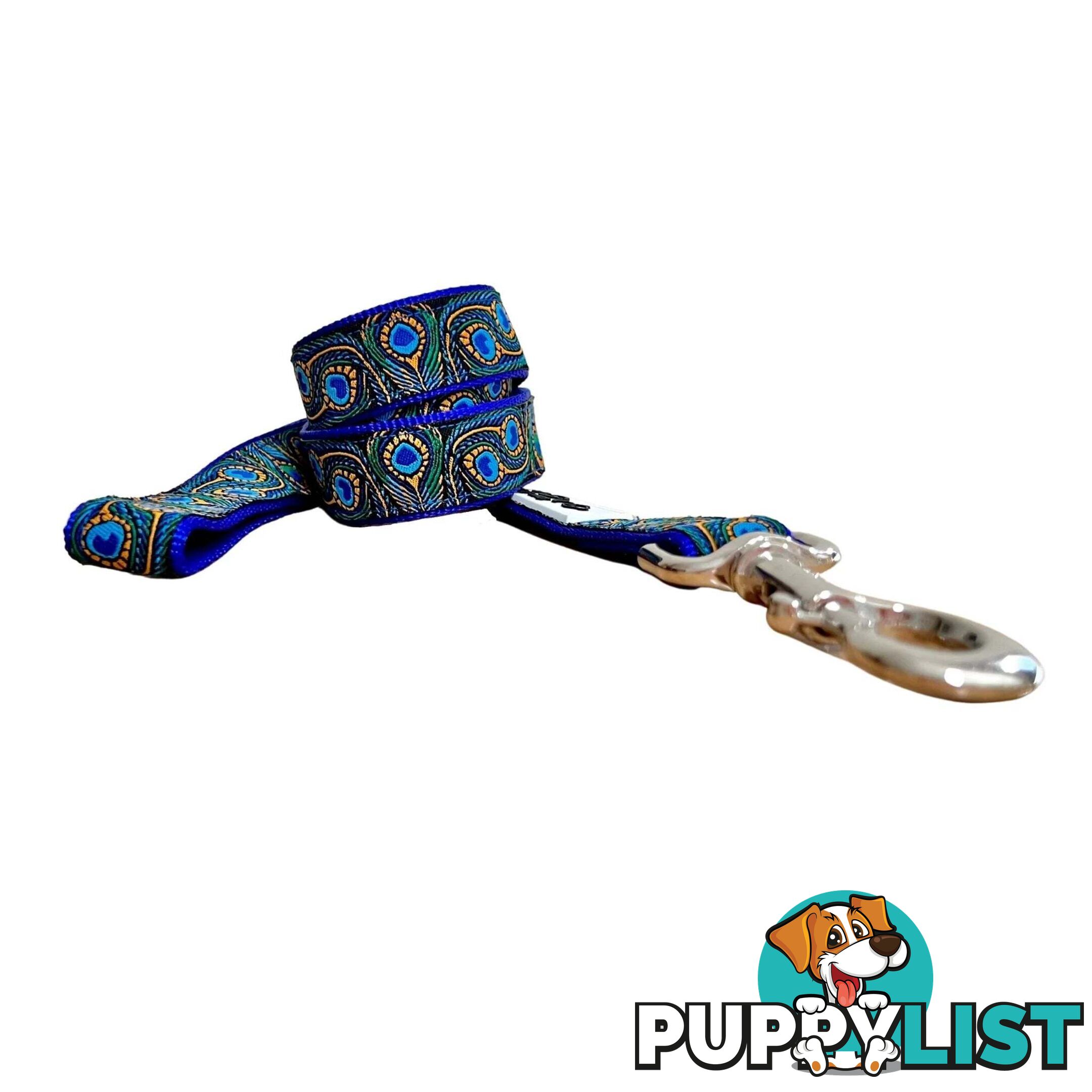 Peacock Feather Dog Lead / Leash - Hand Made by The Bark Side - TBSLDPEATEA201.8