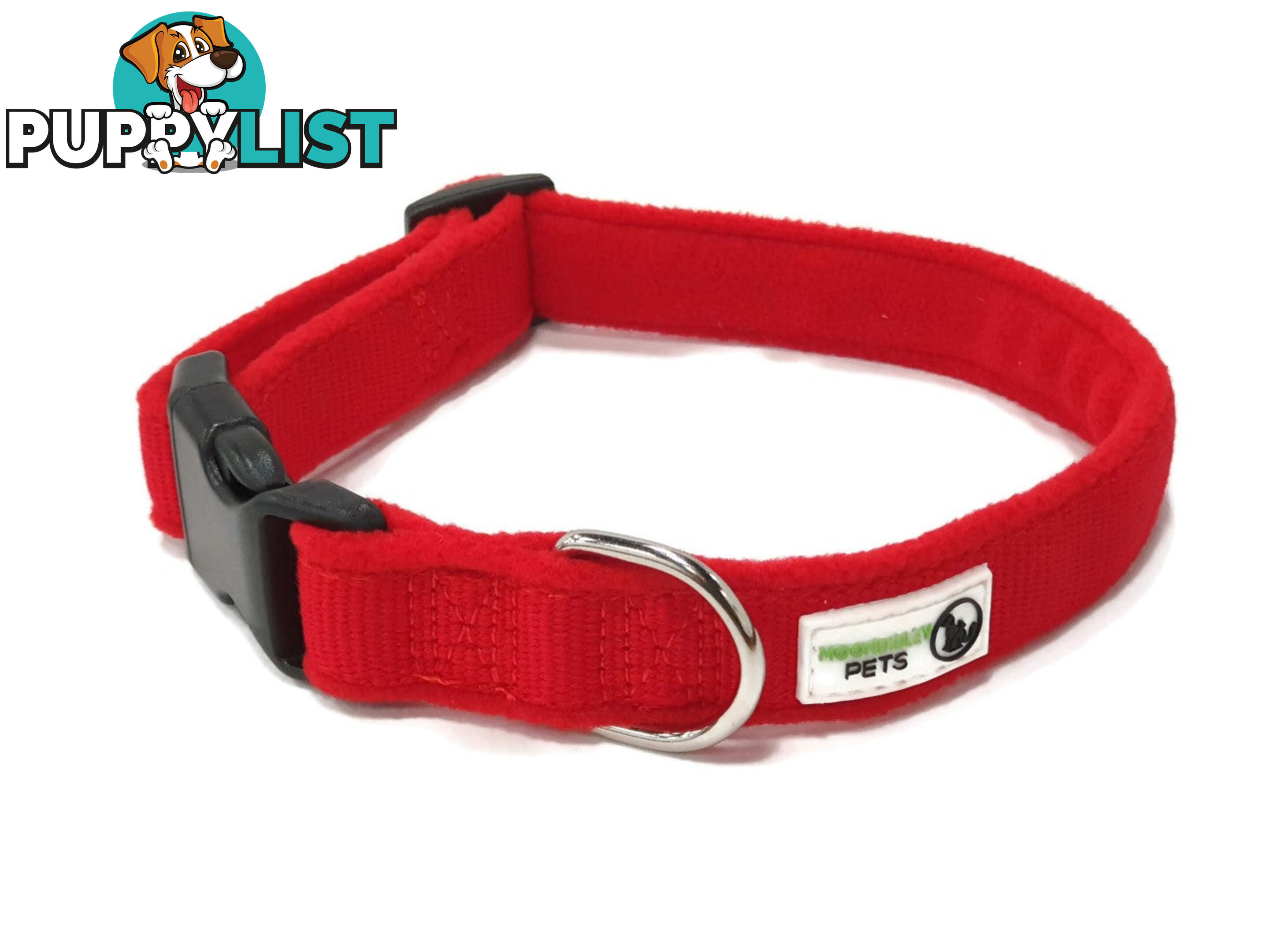 100% Pure Bamboo Fibre w/Fleece Lining Dog Collar Plastic Buckle - Moondidley Pets - MDPCOLFLEXSRED
