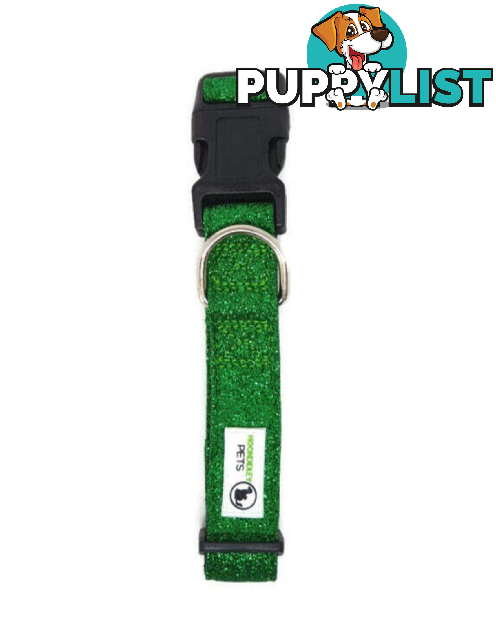Bling Glitter Overlay Nylon Collar - Breakaway Buckle - Moondidley Pets - MDPCOLBLILGRN