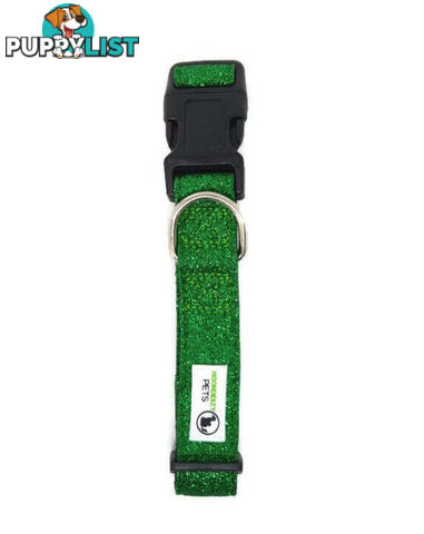 Bling Glitter Overlay Nylon Collar - Breakaway Buckle - Moondidley Pets - MDPCOLBLILGRN