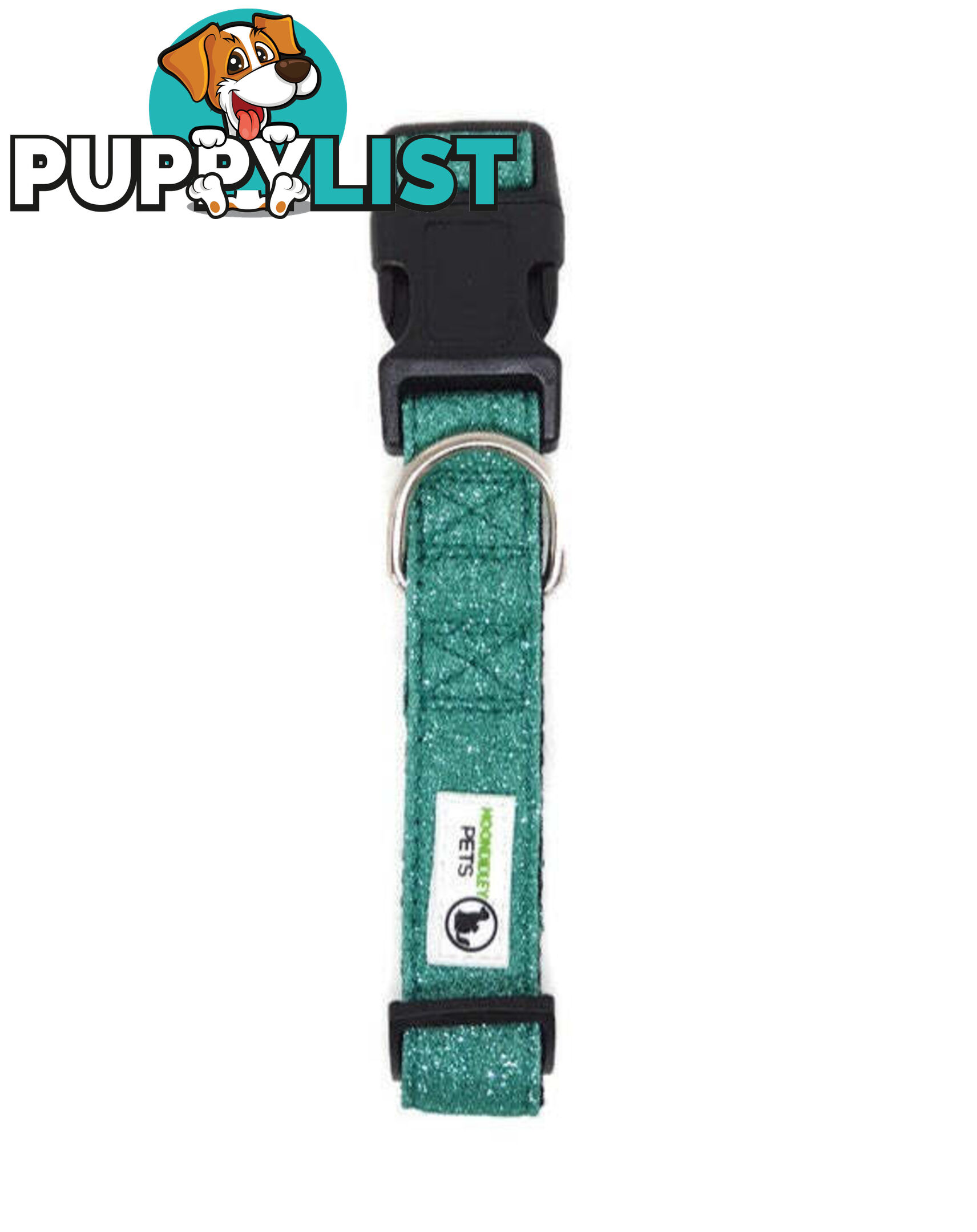 Bling Glitter Overlay Nylon Collar - Breakaway Buckle - Moondidley Pets - MDPCOLBLILGRN