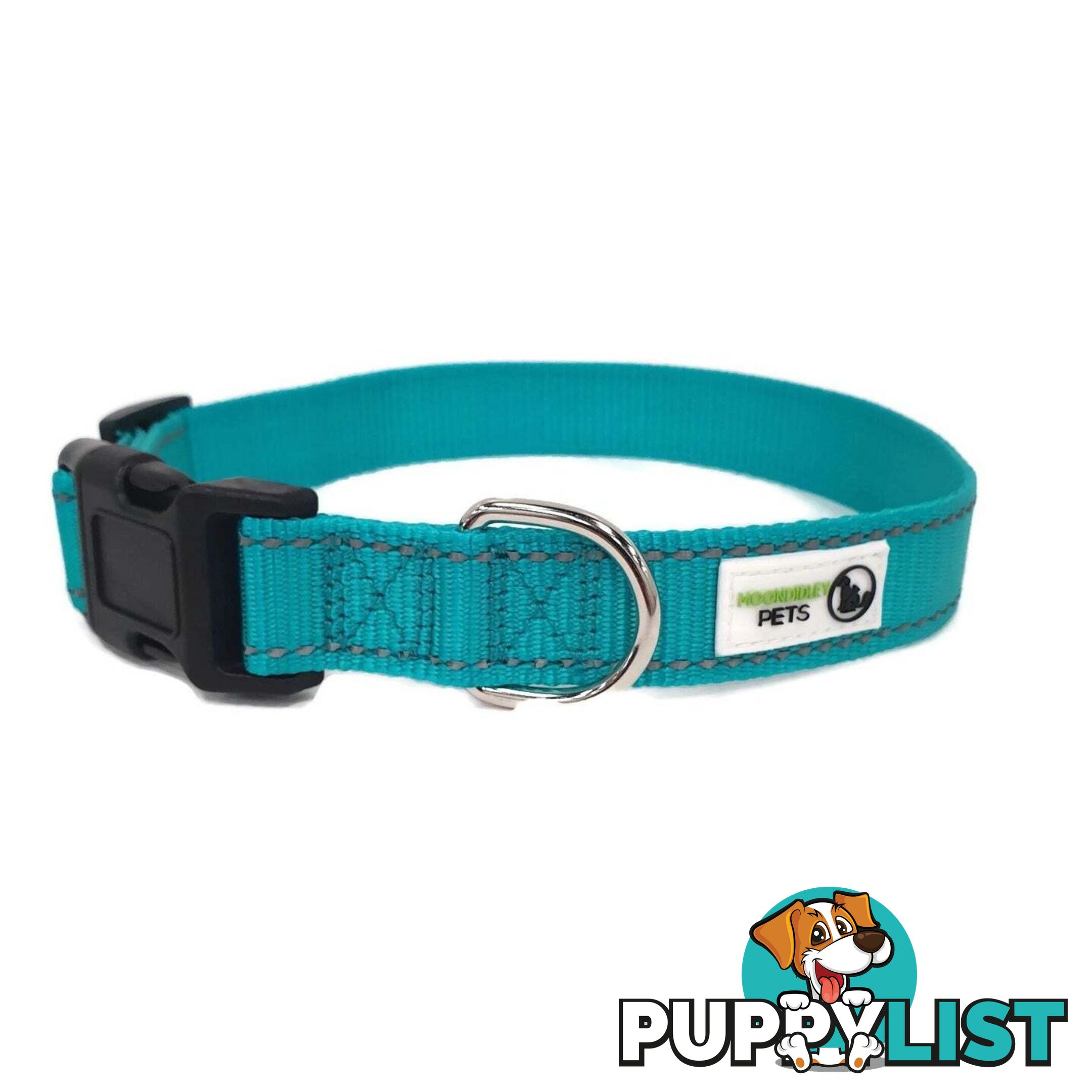 Nylon w/Reflective Stitching Dog Collar - Moondidley Pets - MDPCOLREFMPUR