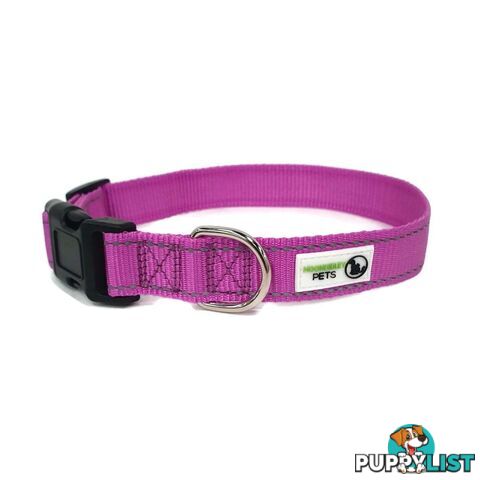 Nylon w/Reflective Stitching Dog Collar - Moondidley Pets - MDPCOLREFMPUR