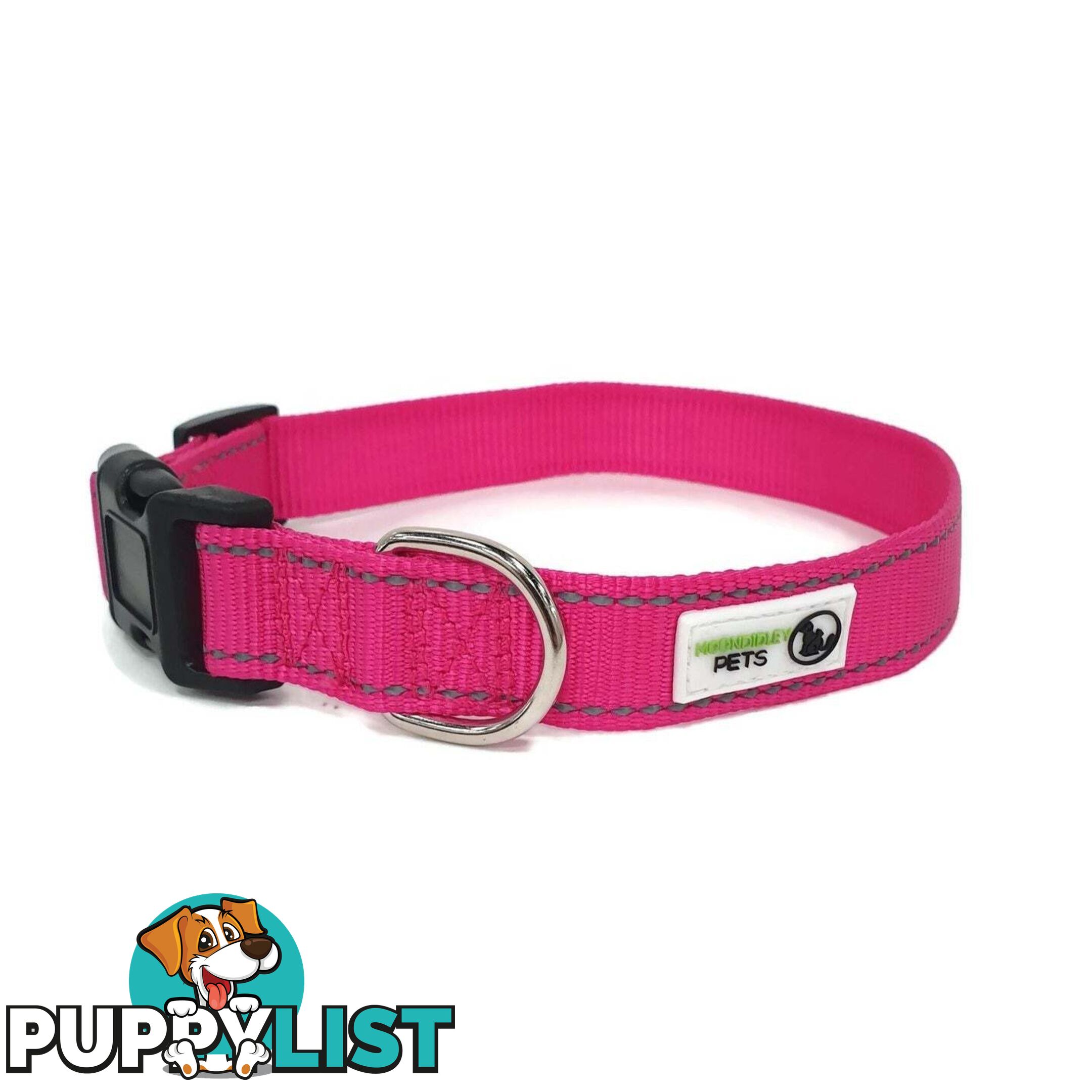 Nylon w/Reflective Stitching Dog Collar - Moondidley Pets - MDPCOLREFMPUR