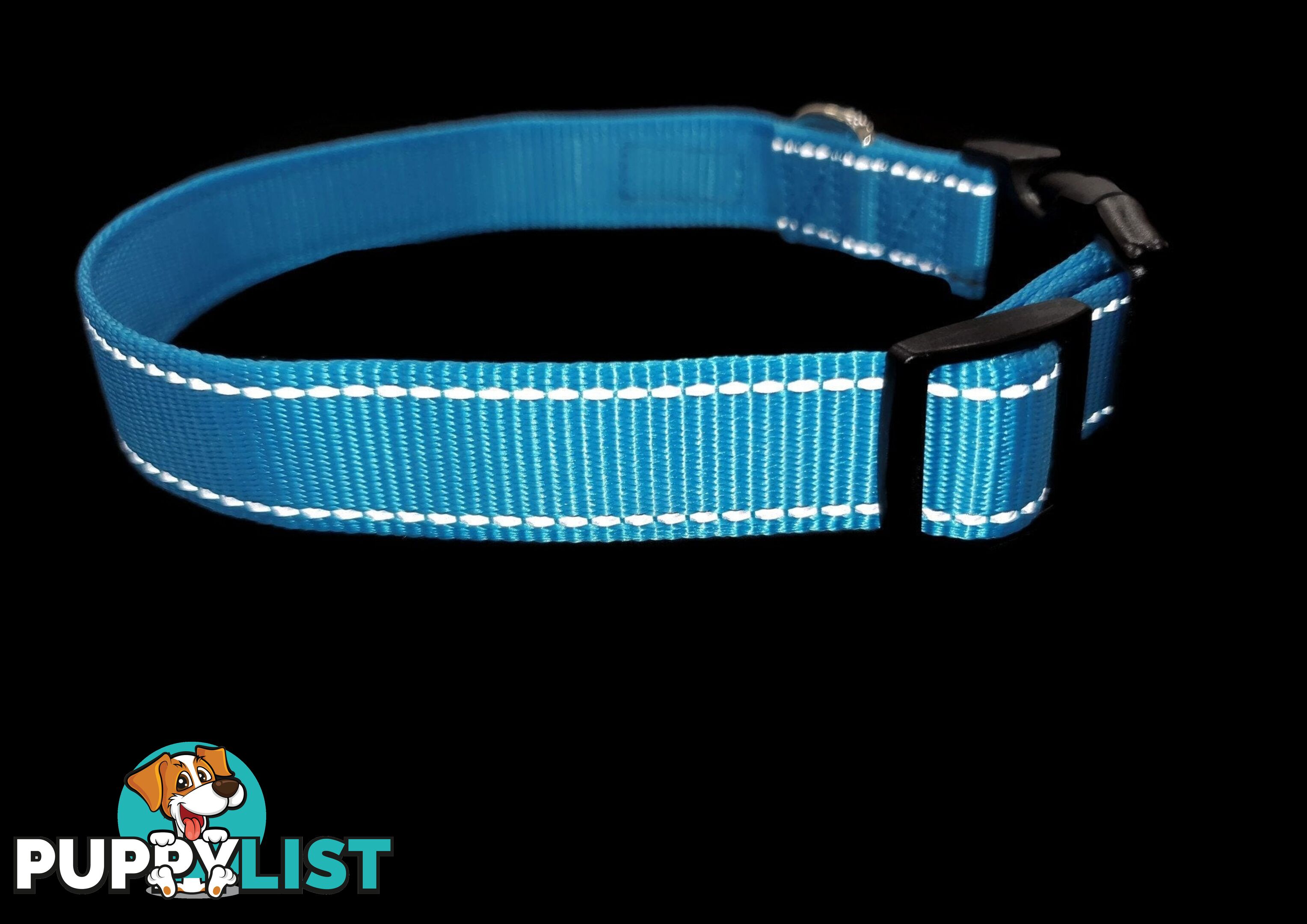 Nylon w/Reflective Stitching Dog Collar - Moondidley Pets - MDPCOLREFMPUR