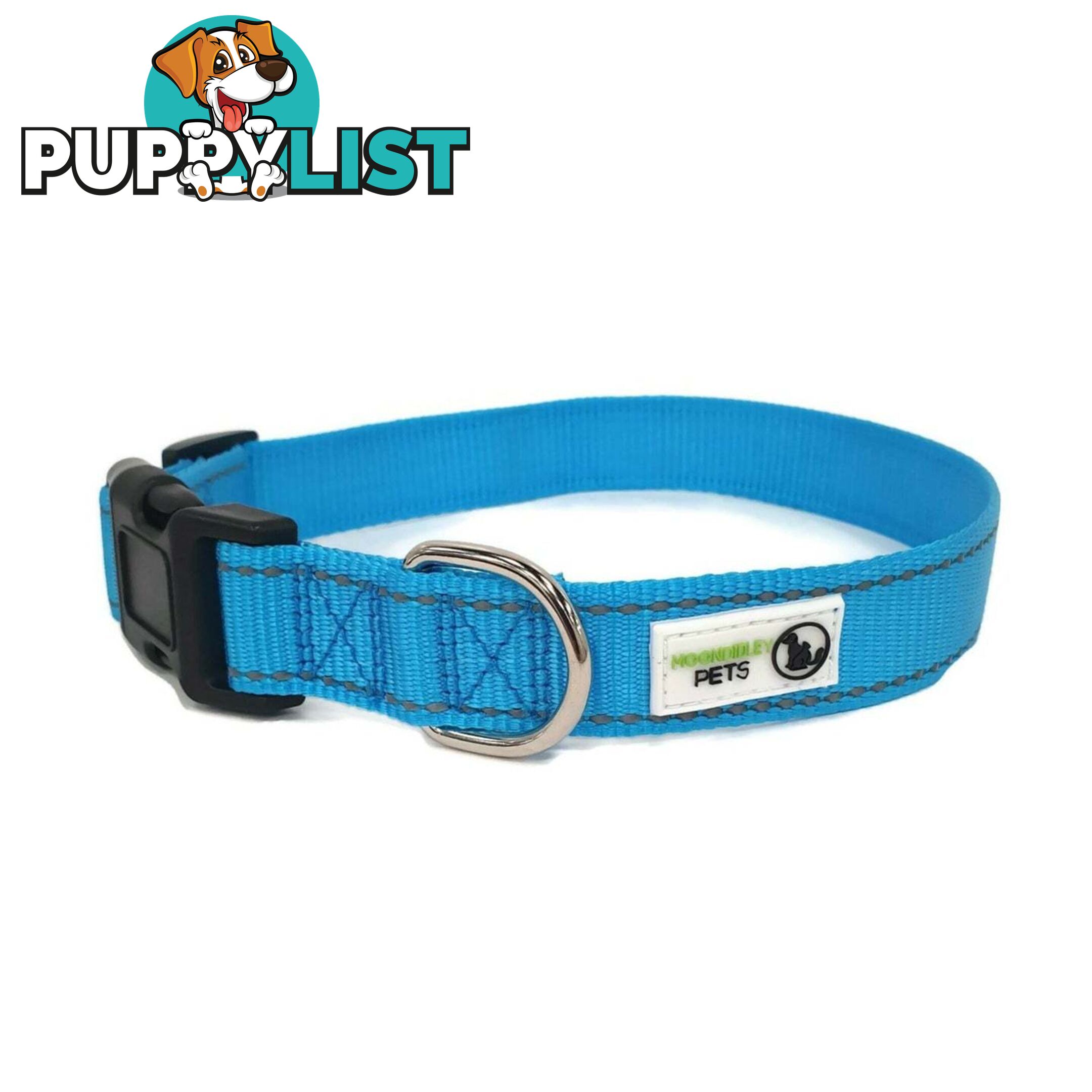 Nylon w/Reflective Stitching Dog Collar - Moondidley Pets - MDPCOLREFMPUR