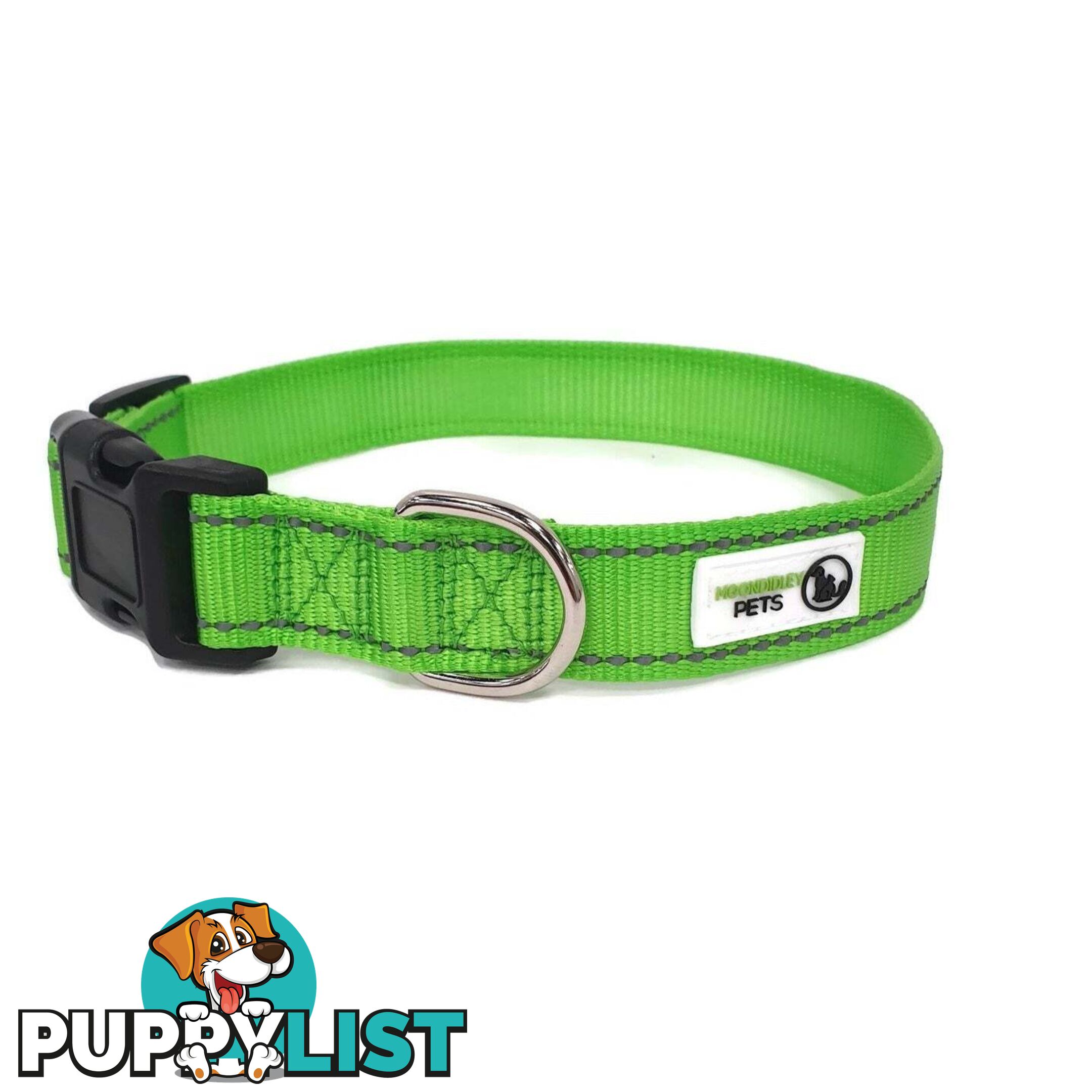 Nylon w/Reflective Stitching Dog Collar - Moondidley Pets - MDPCOLREFMPUR