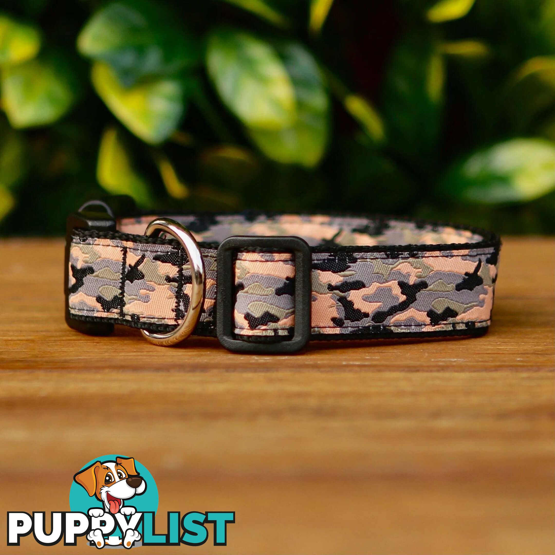 Camouflage Dog Collar - Hand Made by The Bark Side - TBSCAMLGEBLK