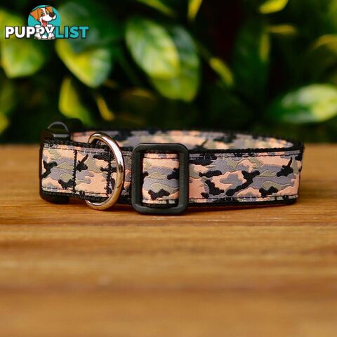 Camouflage Dog Collar - Hand Made by The Bark Side - TBSCAMLGEBLK