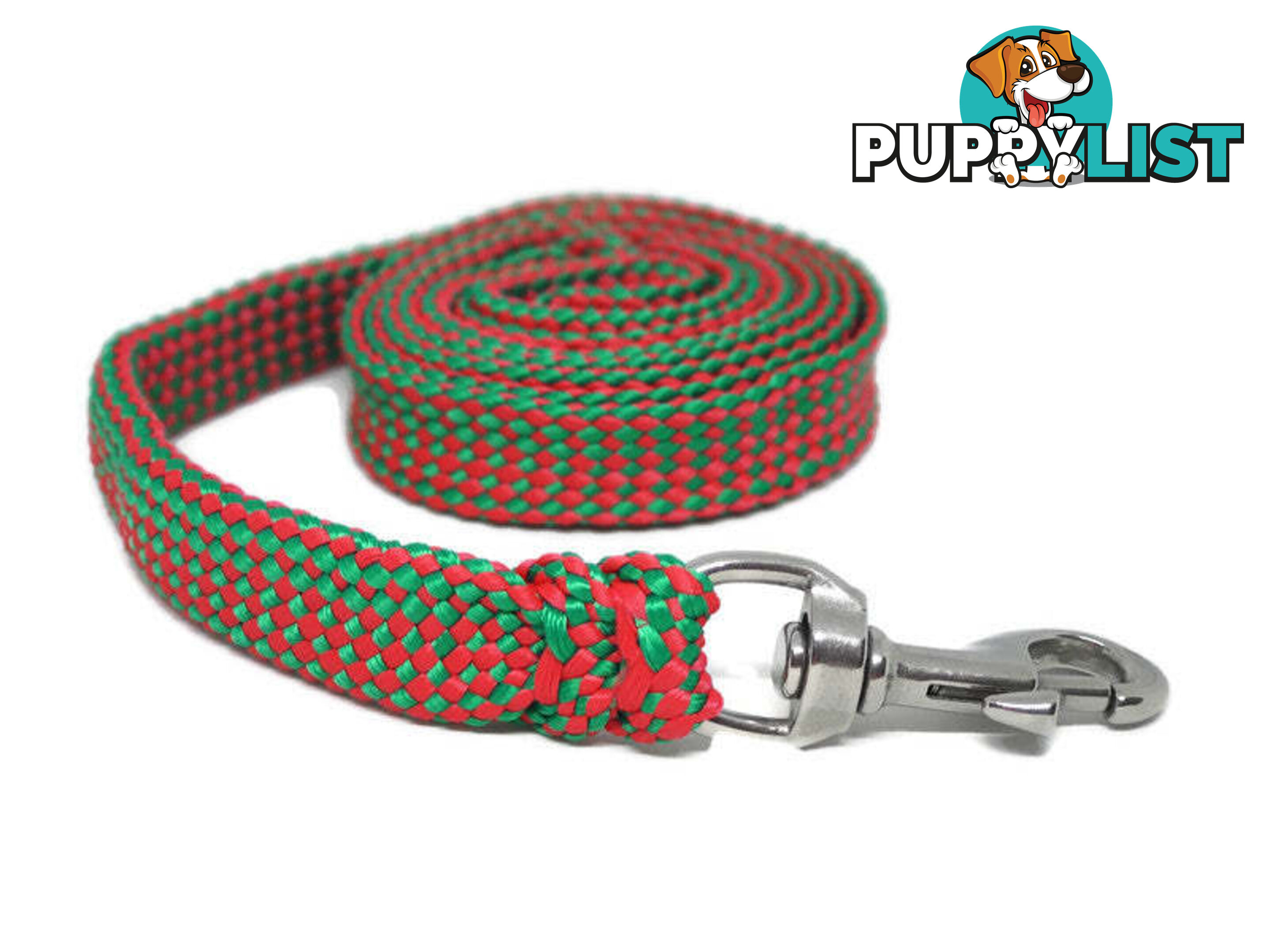 1.8m to 10m Long Dog Lead No Stitching Tough Yarnix 20mm Wide - YNXLD2010BRGRN