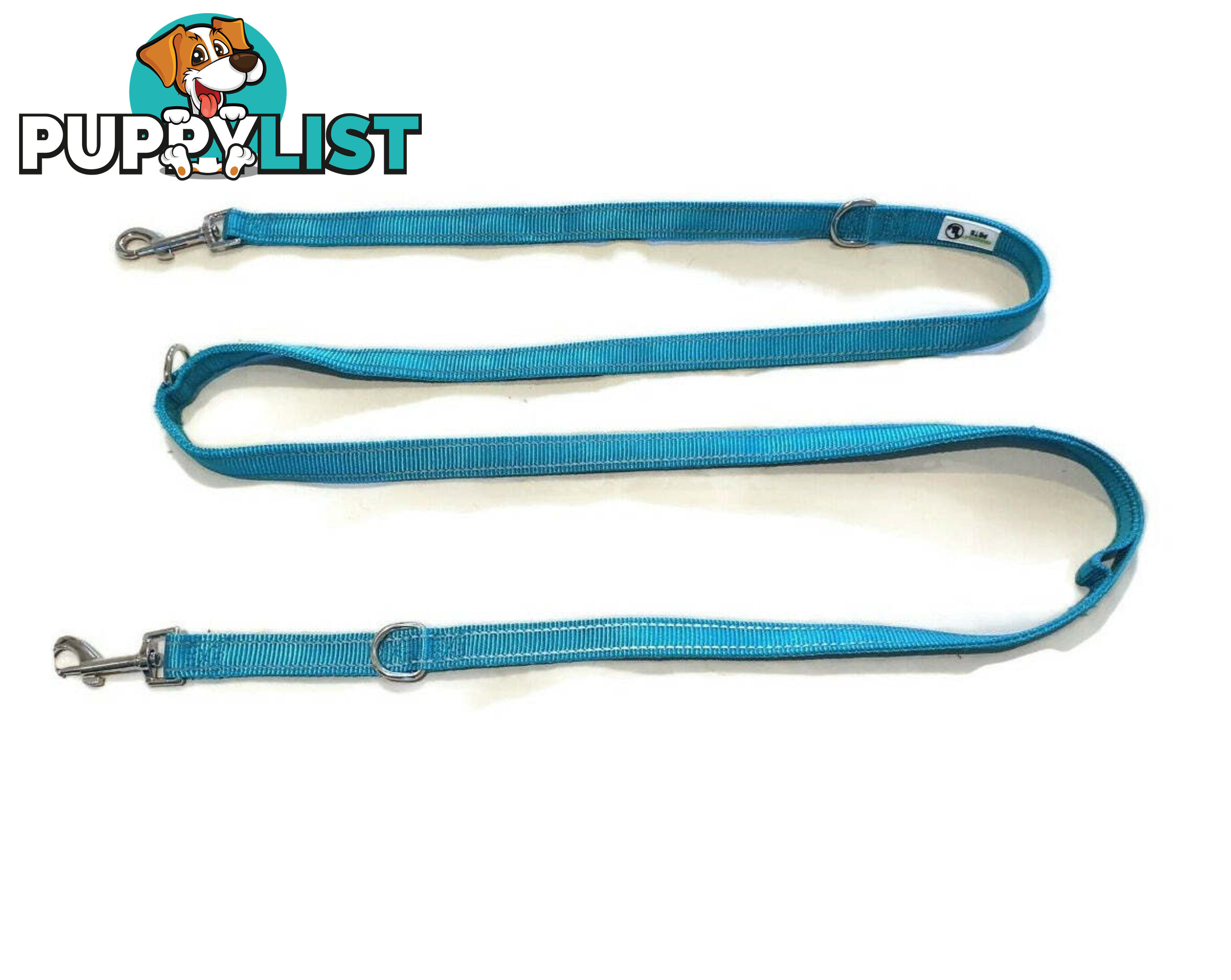 Multi Dog Lead - Nylon w/Reflective Stitching - Double Clip ,Coupler, Waist Belt, Short/Long, Quicktie Moondidley Pets - MDPLDMUL20PUR