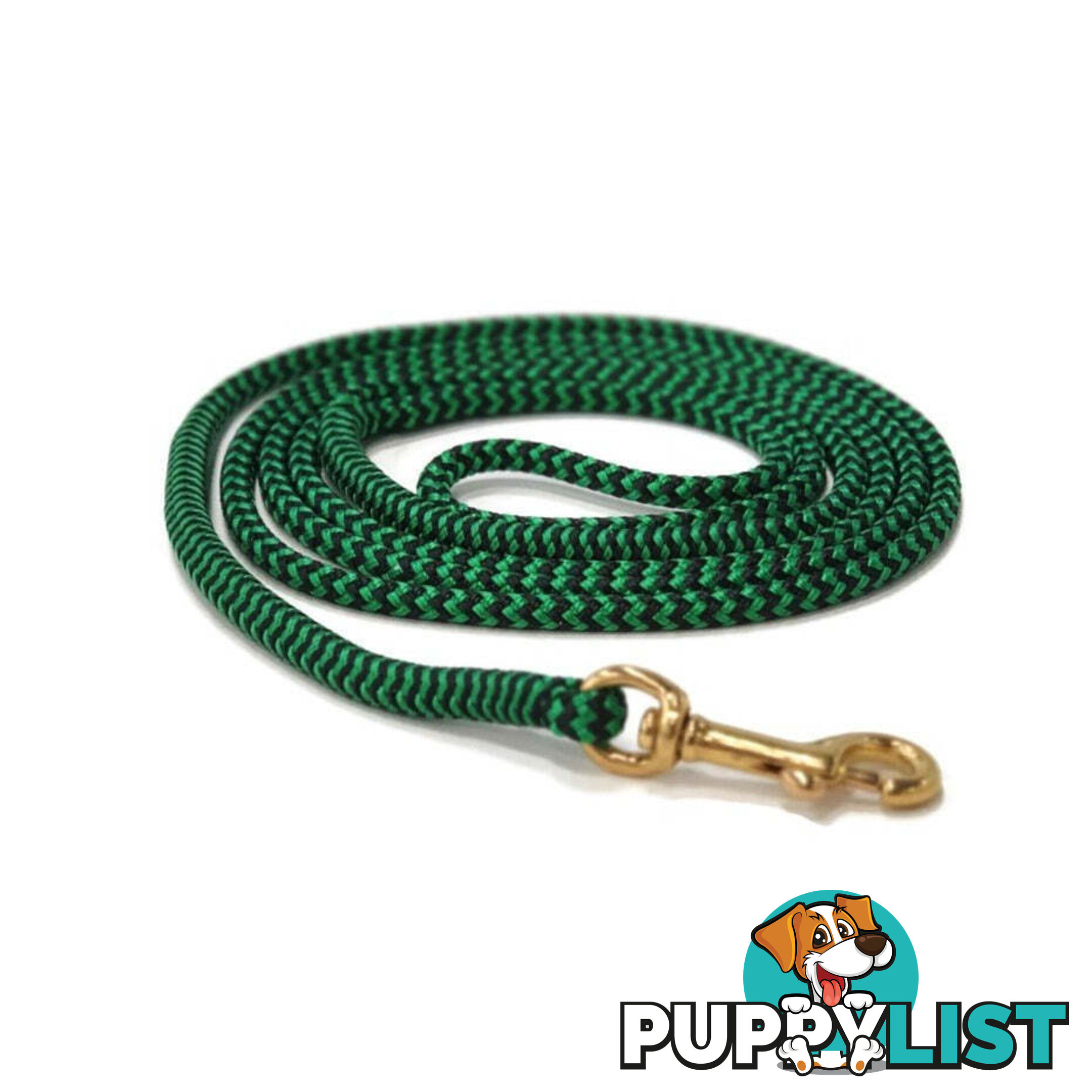1.8m Long Lead 6mm Rope No Stitching - Yarnix - YNXLD6MM-BLK-GRN