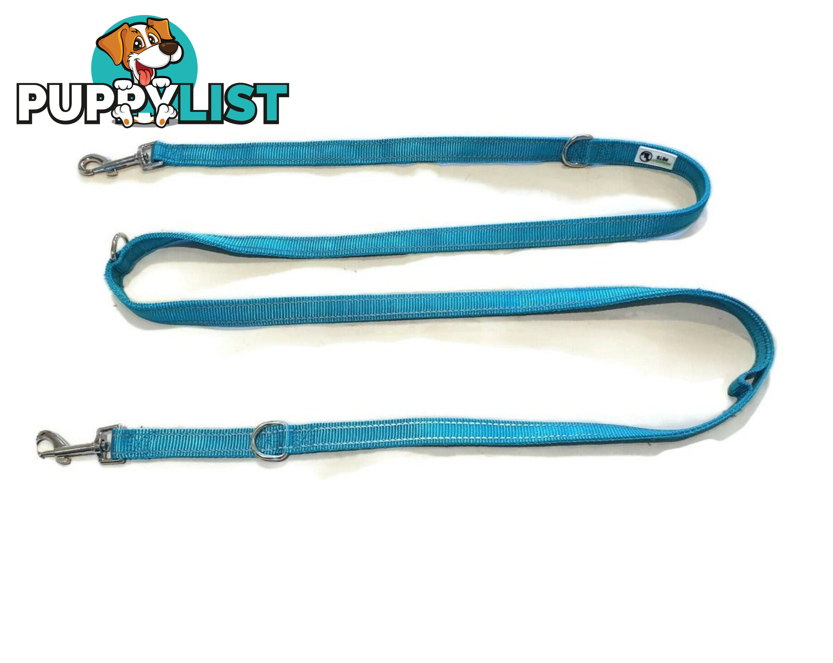 Multi Dog Lead - Nylon w/Reflective Stitching - Double Clip ,Coupler, Waist Belt, Short/Long, Quicktie Moondidley Pets - MDPLDMUL20GRN