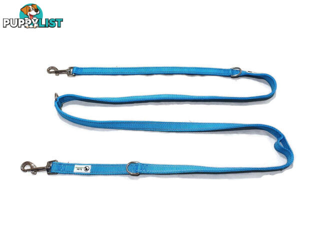 Multi Dog Lead - Nylon w/Reflective Stitching - Double Clip ,Coupler, Waist Belt, Short/Long, Quicktie Moondidley Pets - MDPLDMUL20GRN