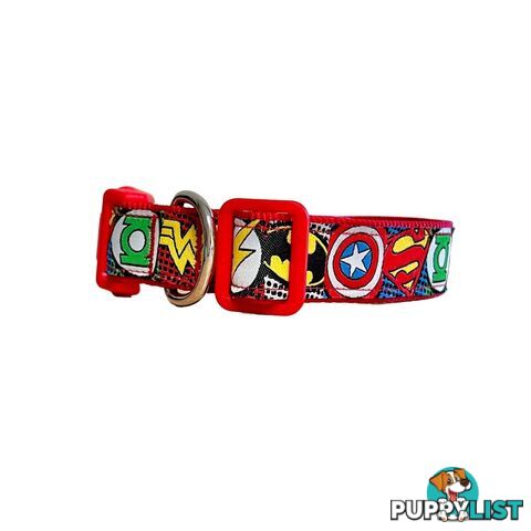 Superhero Dog Collar - Hand Made by The Bark Side - TBSHEROLGEBLK