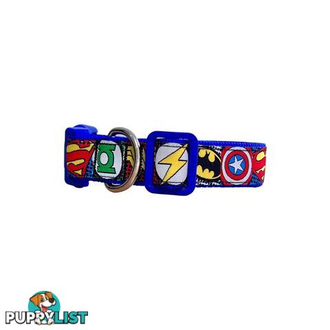 Superhero Dog Collar - Hand Made by The Bark Side - TBSHEROLGEBLK