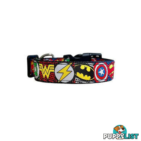 Superhero Dog Collar - Hand Made by The Bark Side - TBSHEROLGEBLK