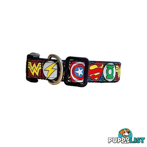 Superhero Dog Collar - Hand Made by The Bark Side - TBSHEROLGEBLK