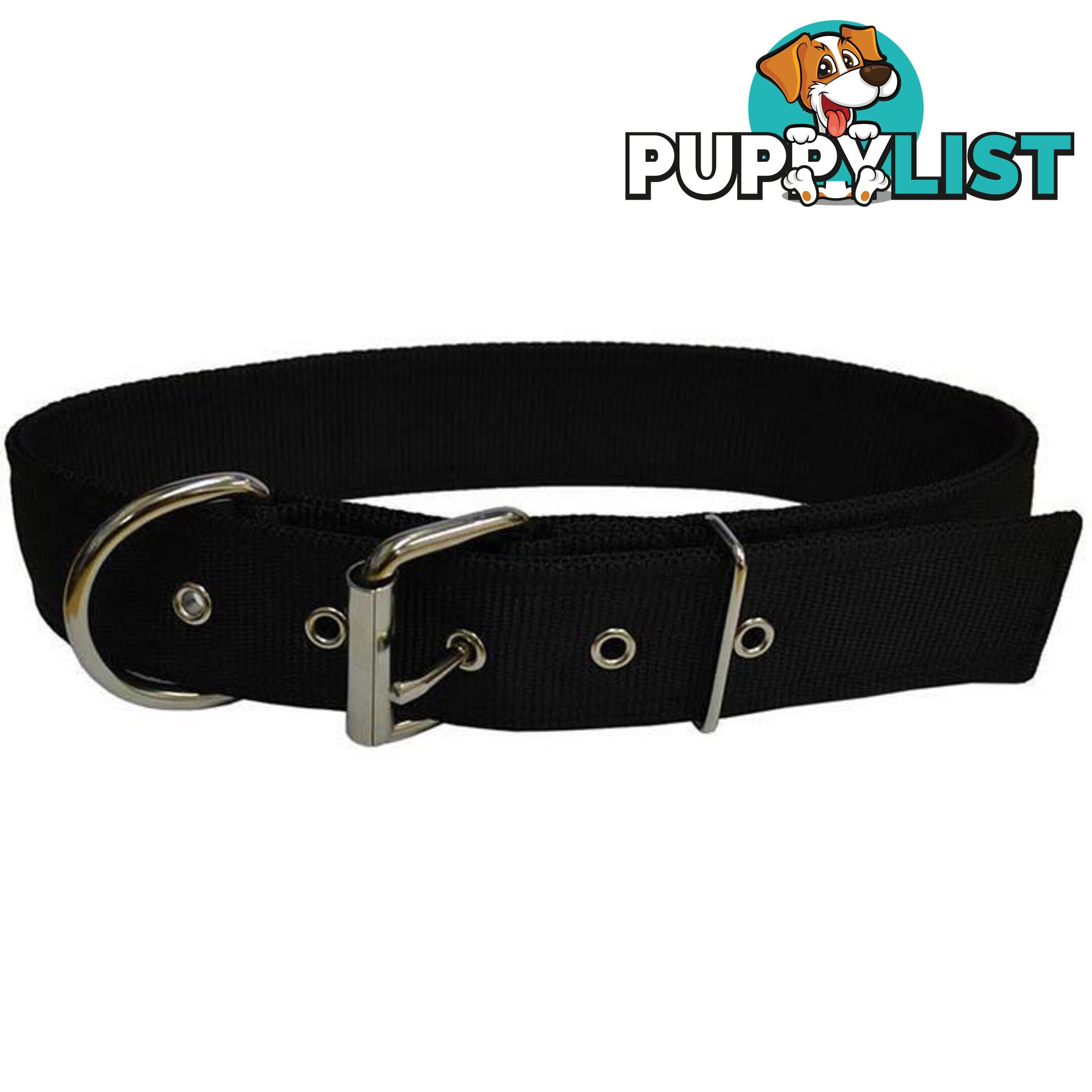 Dog Collar Tough Wide Double Layer Nylon Heavy Duty - Prestige. - PPP-18-1350-26-BK