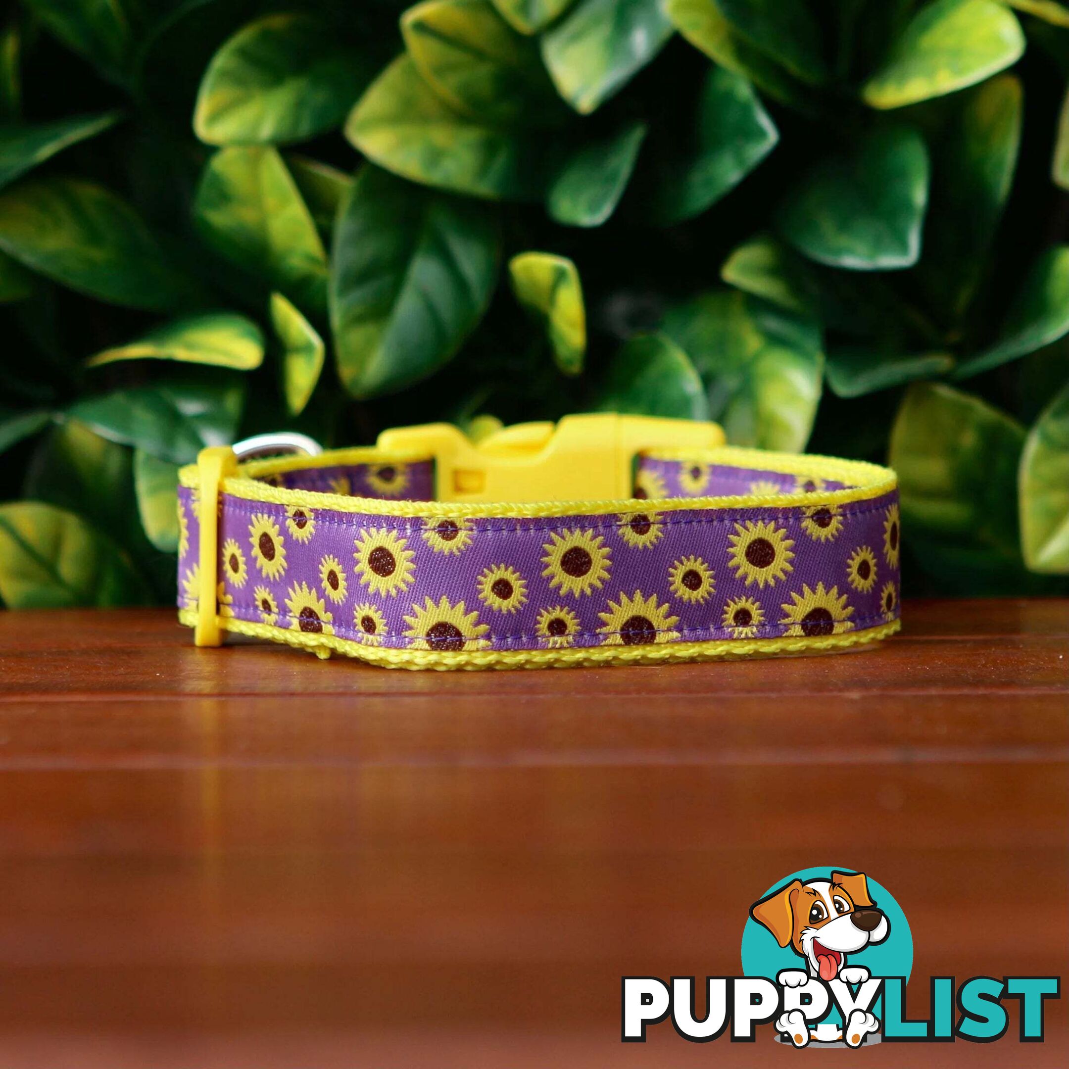 Sunflower Dog Collar - Hand Made by The Bark Side - TBSSUNMEDYEL