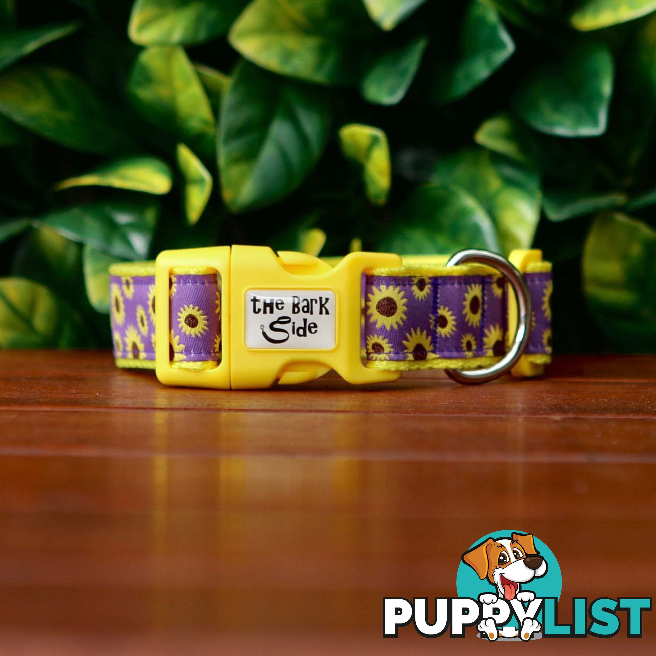 Sunflower Dog Collar - Hand Made by The Bark Side - TBSSUNMEDYEL