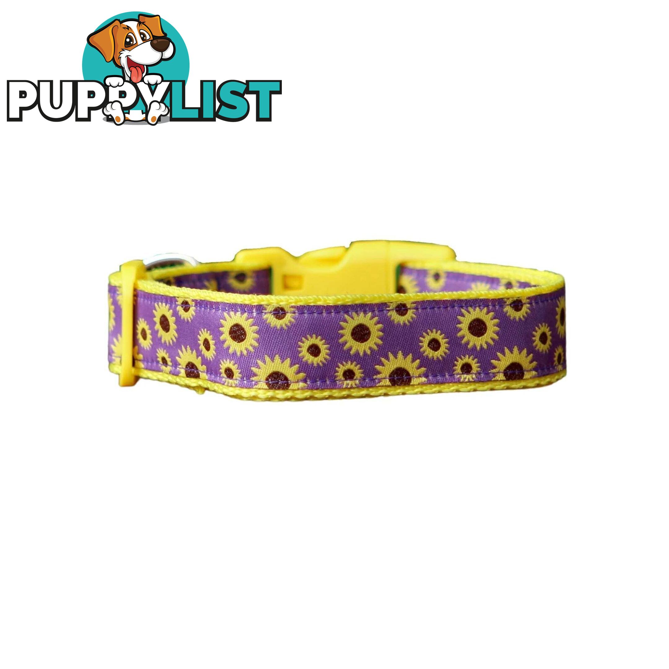 Sunflower Dog Collar - Hand Made by The Bark Side - TBSSUNMEDYEL