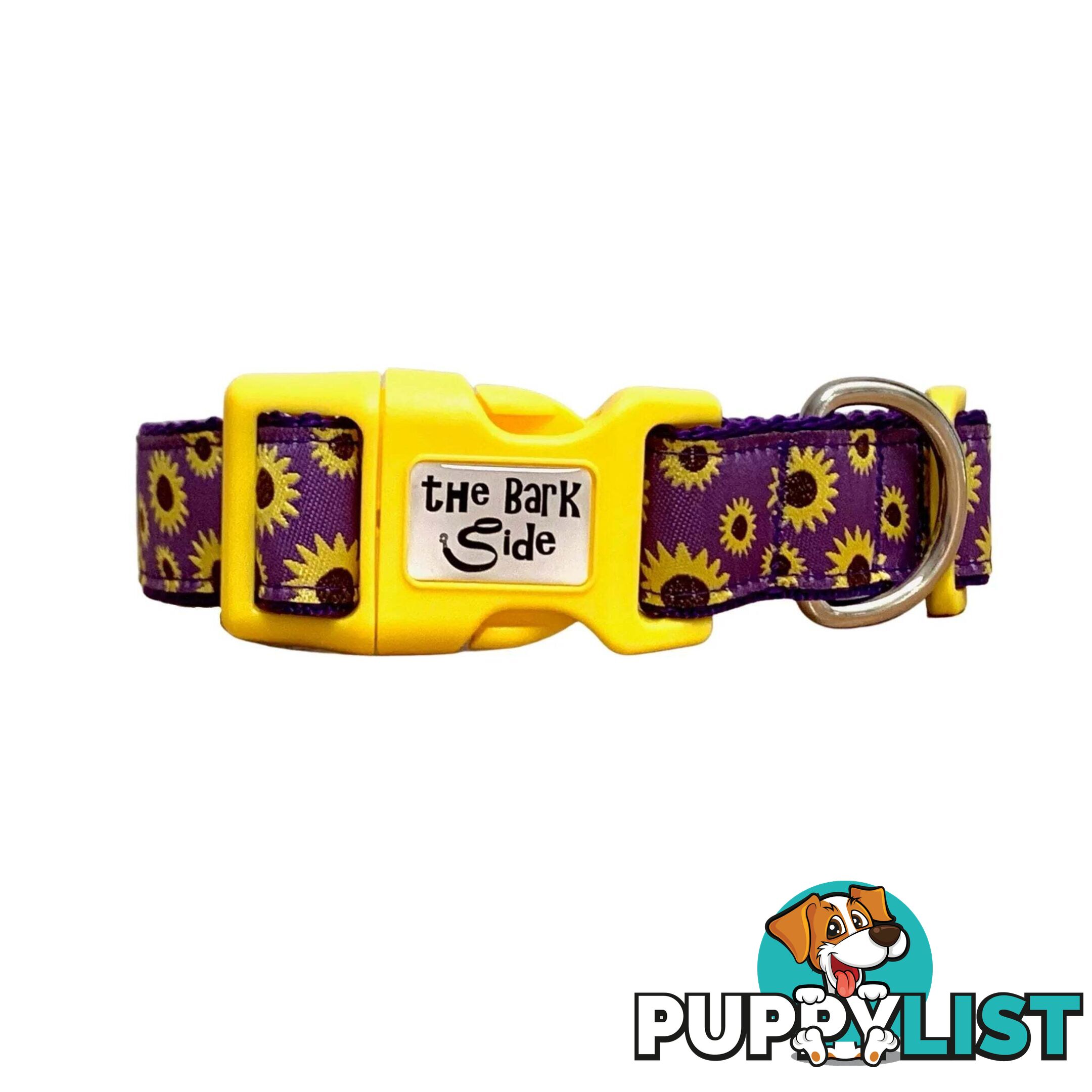 Sunflower Dog Collar - Hand Made by The Bark Side - TBSSUNMEDYEL