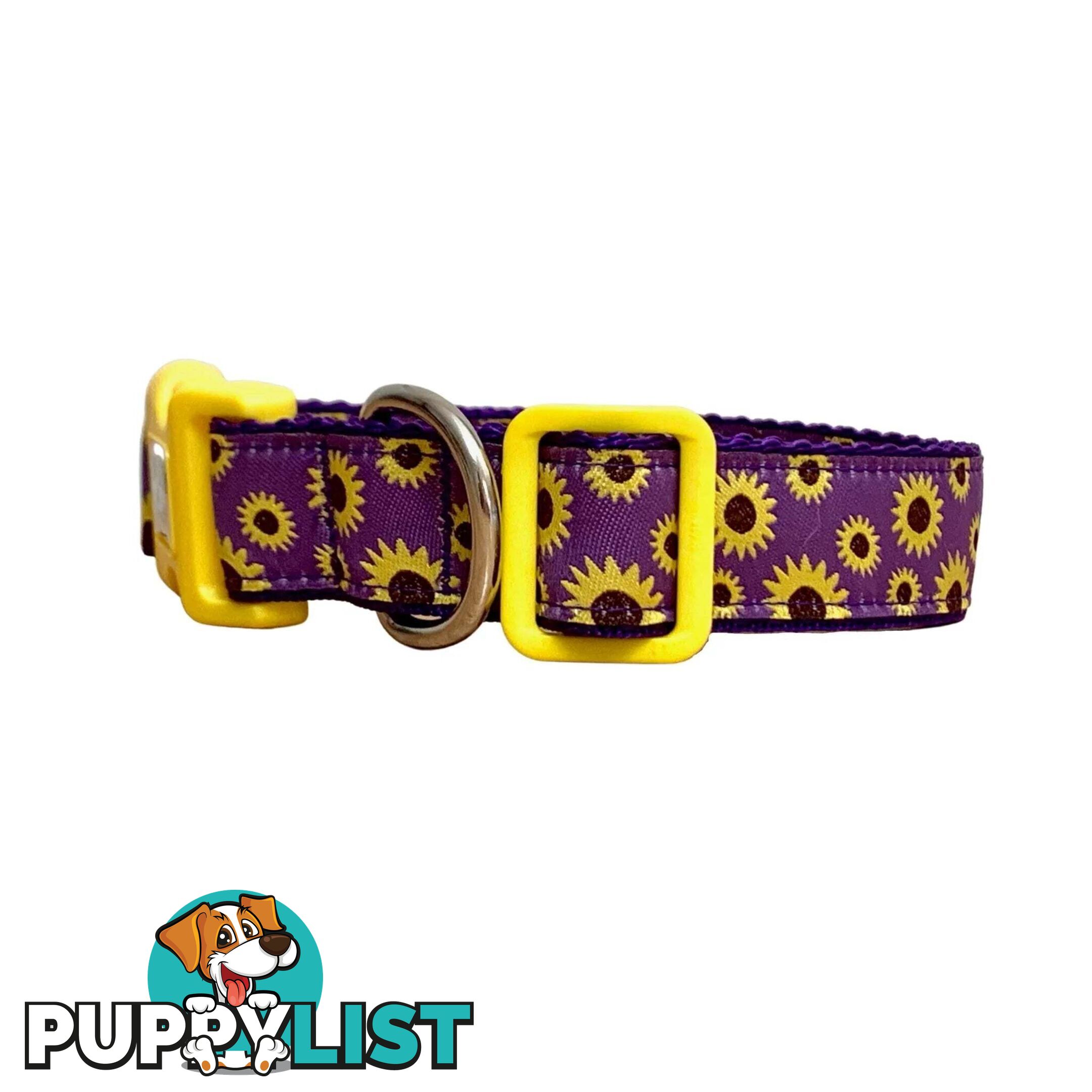 Sunflower Dog Collar - Hand Made by The Bark Side - TBSSUNMEDYEL