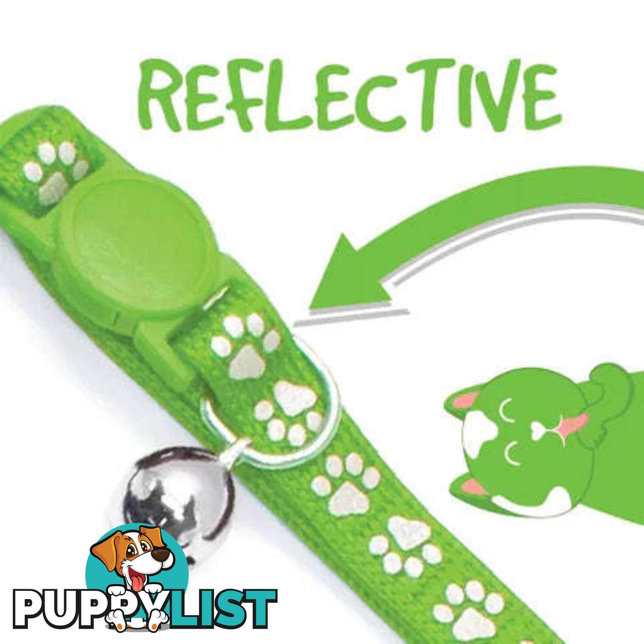 REFLECTIVE CAT COLLAR - BAINBRIDGE - BB-A7125-GRN