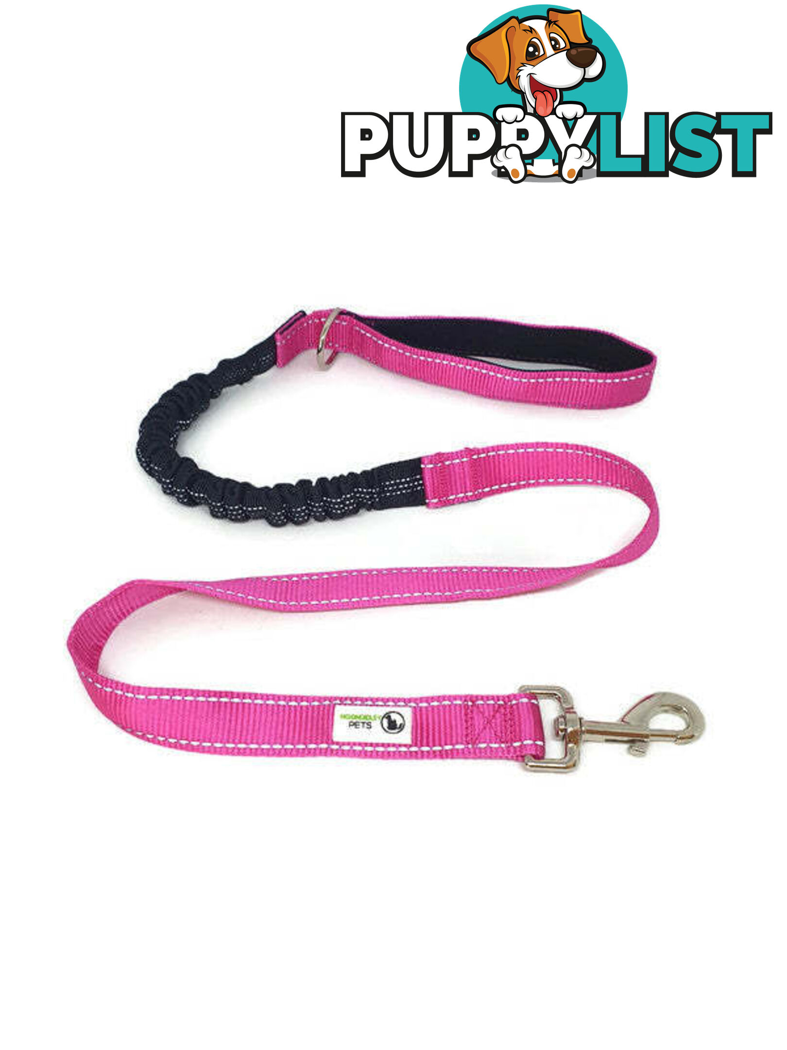 Bungee Dog Lead Nylon w/Reflective Stitching - Moondidley Pets - MDPLDBUNGR
