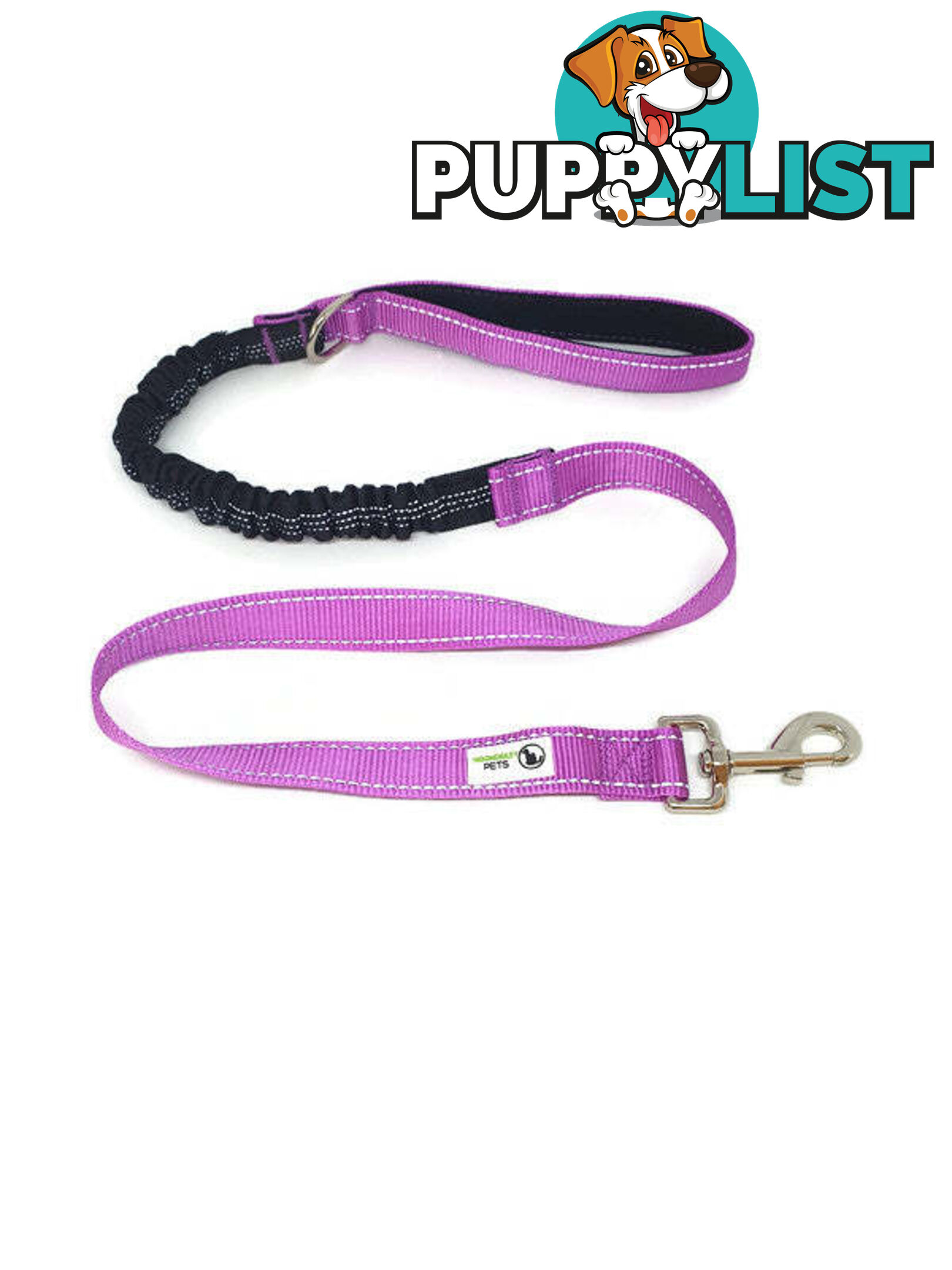 Bungee Dog Lead Nylon w/Reflective Stitching - Moondidley Pets - MDPLDBUNGR