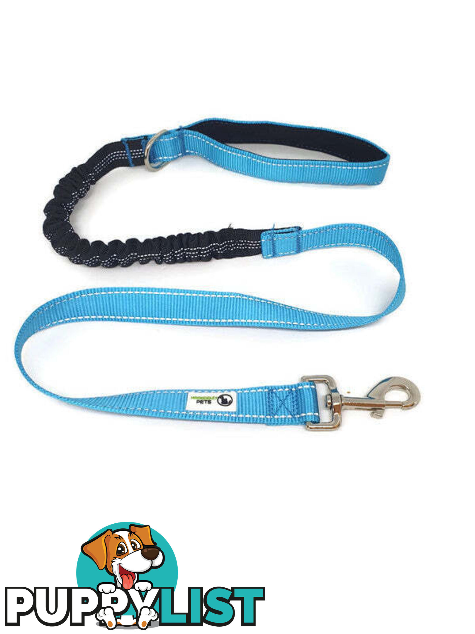 Bungee Dog Lead Nylon w/Reflective Stitching - Moondidley Pets - MDPLDBUNGR