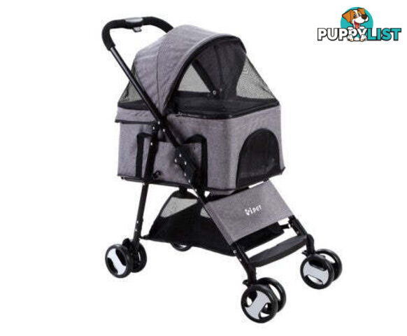 i.Pet Pet Stroller Dog Carrier Foldable Pram 3 IN 1 Middle Size - PET-STROLLER-4WL-M-BK