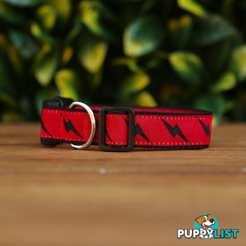 Lightning Bolt Dog Collar - Hand Made by The Bark Side - TBSLIGXSBCK