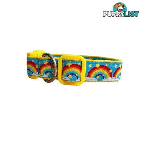 Rainbow Dog Collar - Hand Made by The Bark Side - TBSRAISYEL