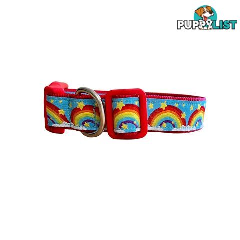 Rainbow Dog Collar - Hand Made by The Bark Side - TBSRAISYEL