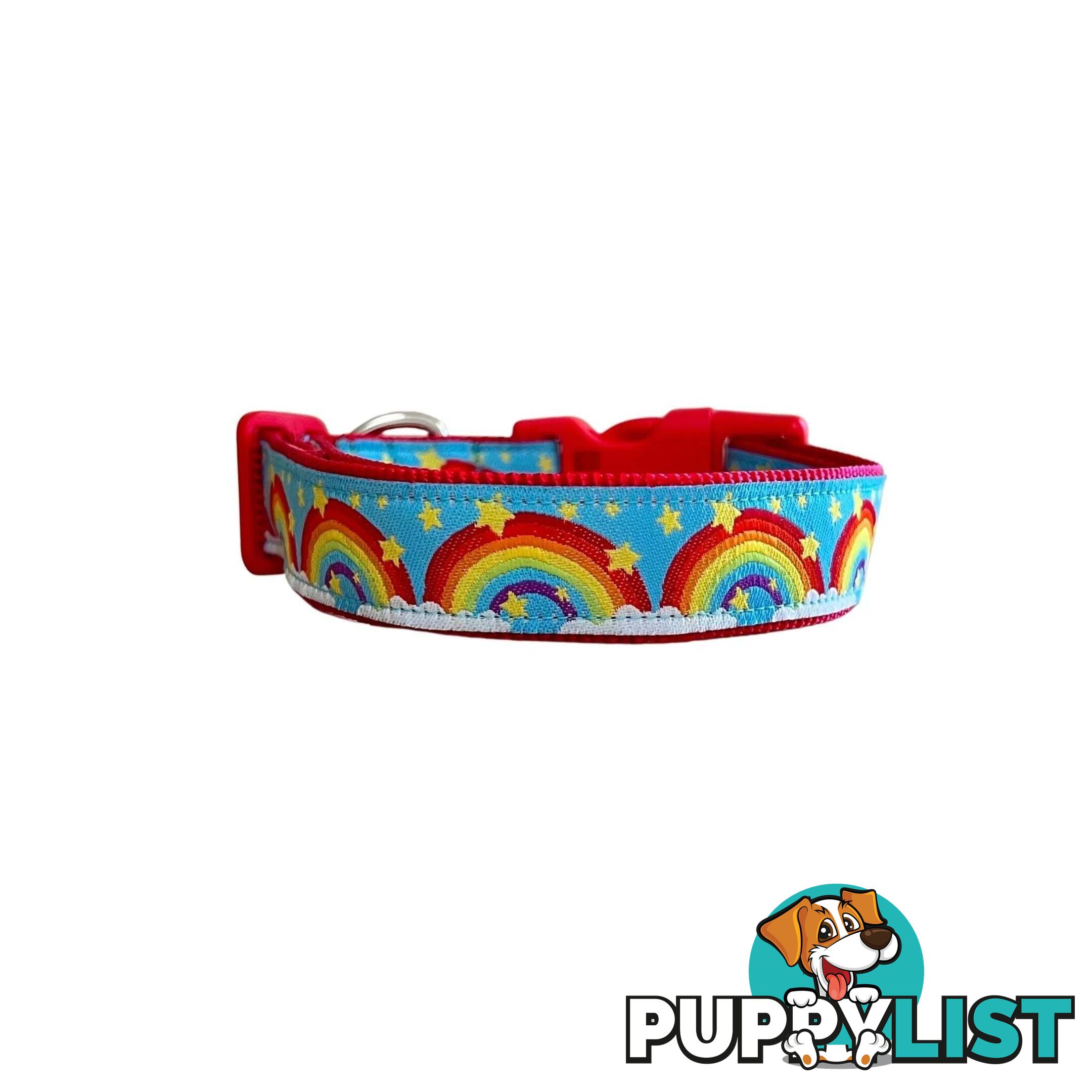Rainbow Dog Collar - Hand Made by The Bark Side - TBSRAISYEL