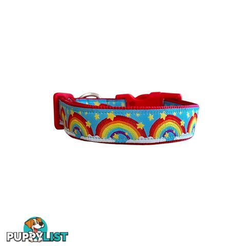 Rainbow Dog Collar - Hand Made by The Bark Side - TBSRAISYEL