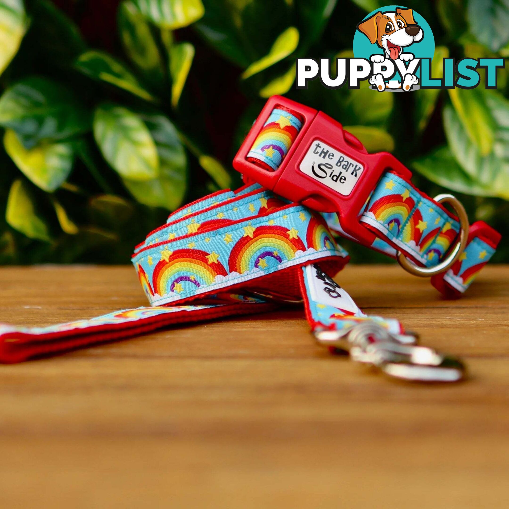 Rainbow Dog Collar - Hand Made by The Bark Side - TBSRAISYEL