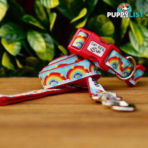 Rainbow Dog Collar - Hand Made by The Bark Side - TBSRAISYEL