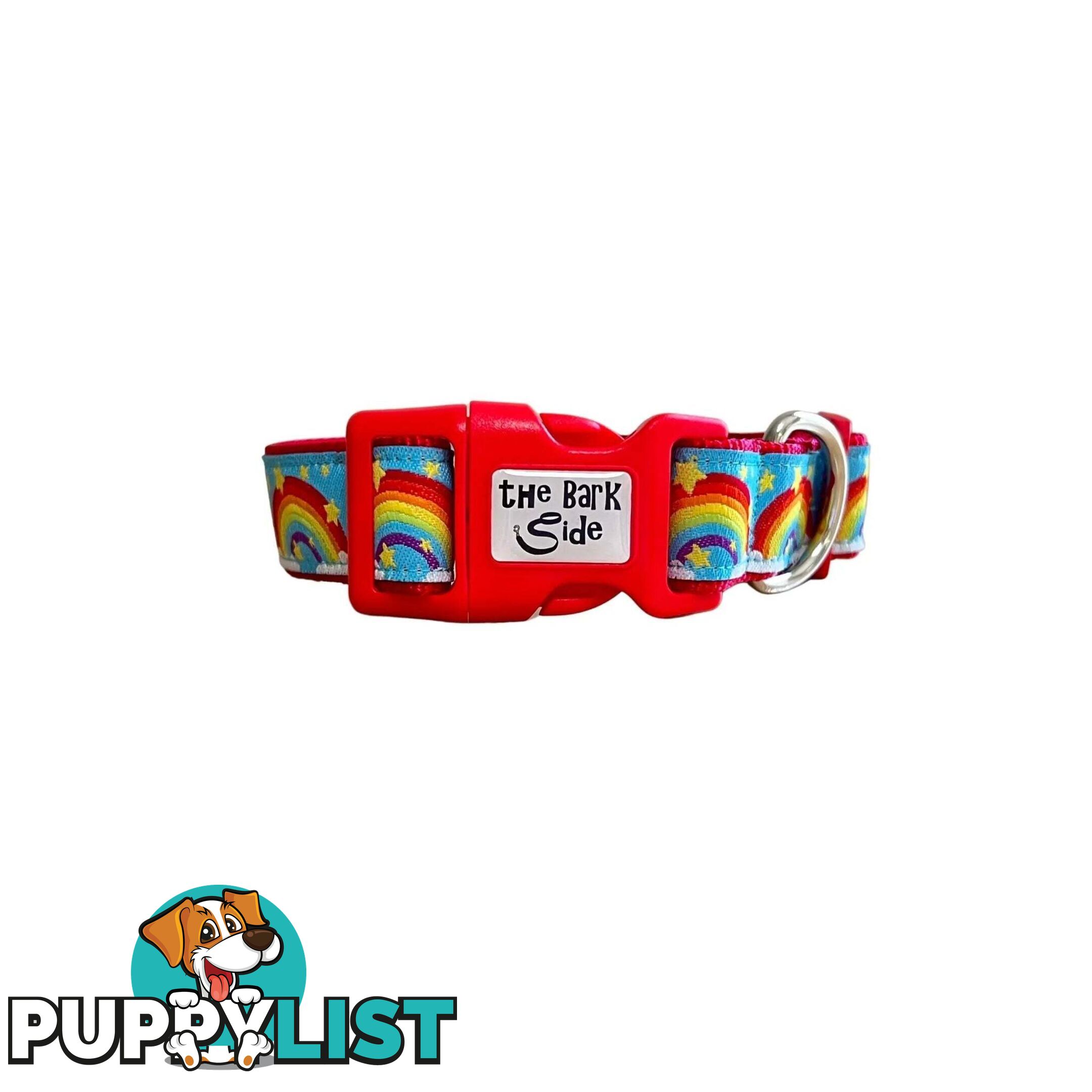 Rainbow Dog Collar - Hand Made by The Bark Side - TBSRAISYEL