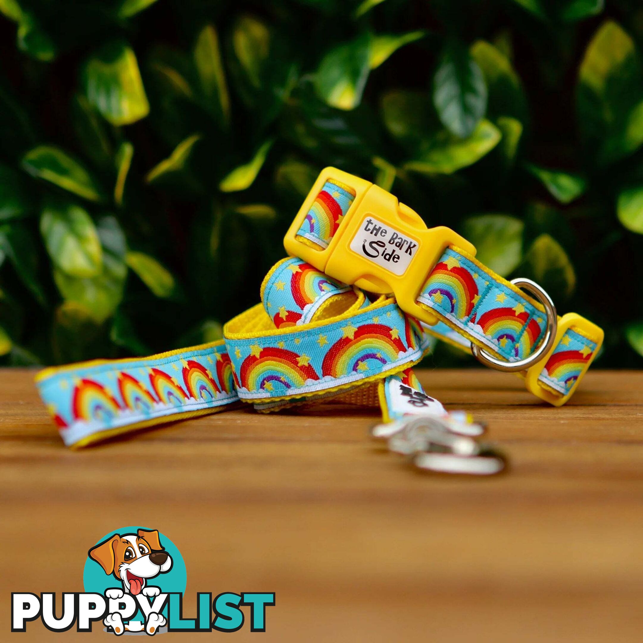Rainbow Dog Collar - Hand Made by The Bark Side - TBSRAISYEL