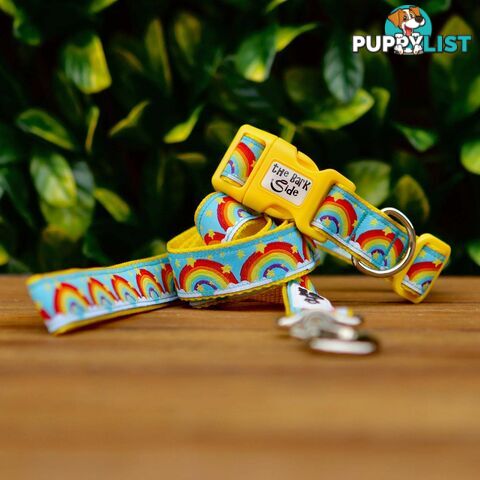 Rainbow Dog Collar - Hand Made by The Bark Side - TBSRAISYEL