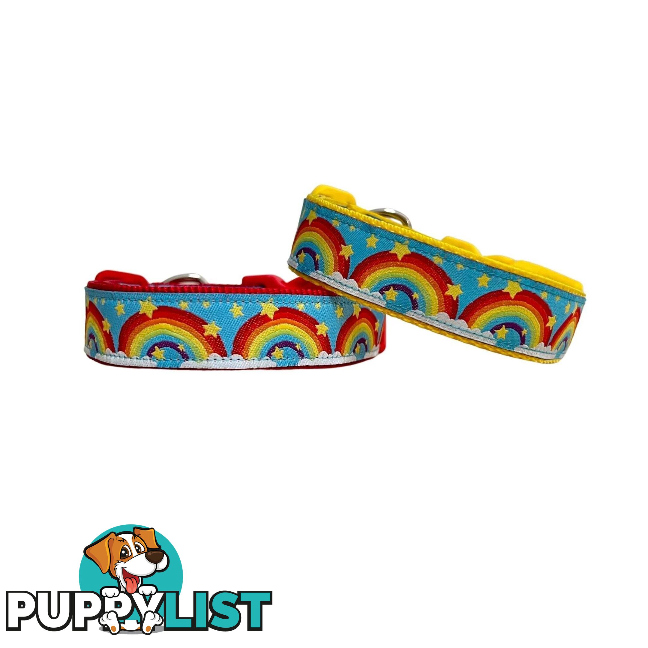 Rainbow Dog Collar - Hand Made by The Bark Side - TBSRAISYEL