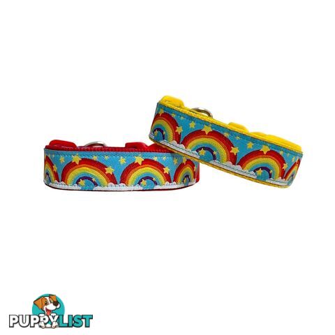 Rainbow Dog Collar - Hand Made by The Bark Side - TBSRAISYEL