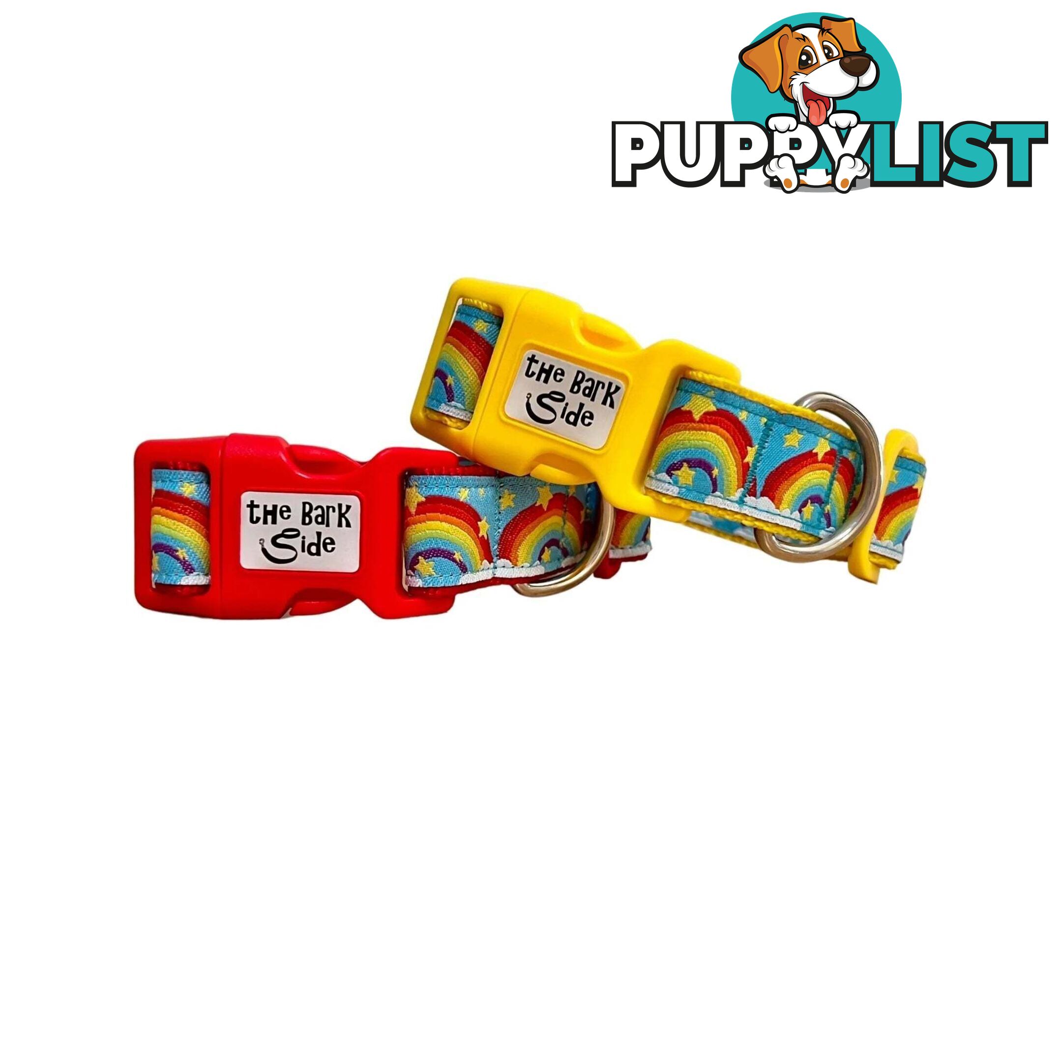 Rainbow Dog Collar - Hand Made by The Bark Side - TBSRAISYEL