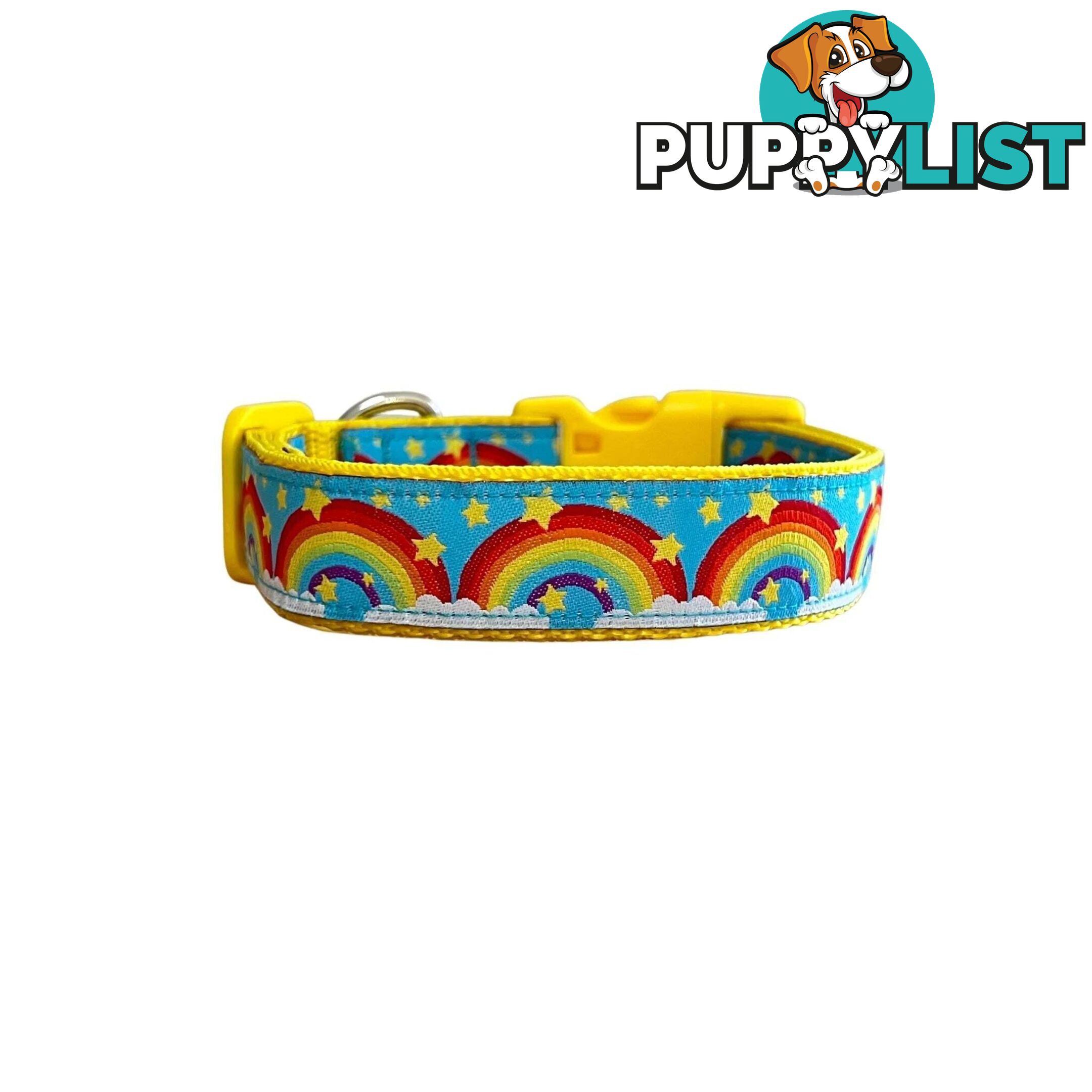 Rainbow Dog Collar - Hand Made by The Bark Side - TBSRAISYEL