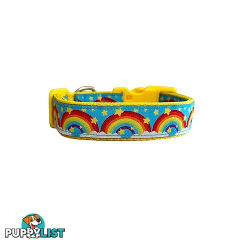 Rainbow Dog Collar - Hand Made by The Bark Side - TBSRAISYEL