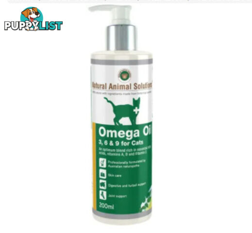 NATURAL ANIMAL SOLUTIONS OMEGA 3 6 & 9 OIL FOR CATS 200ML - WPS-CHN3005